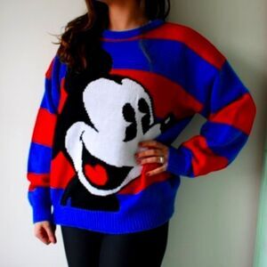 MICKEY & CO Red/Blue Stripe Mickey‎ Sweater L